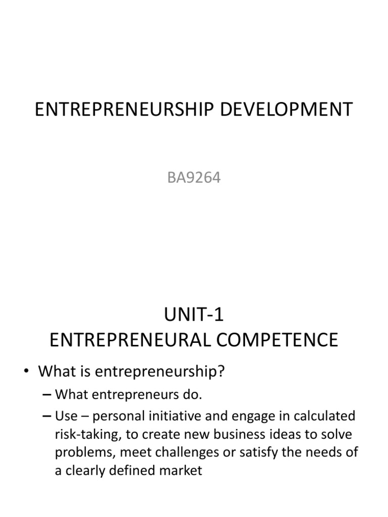 ED Unit 1 | PDF | Business | Finance & Money Management