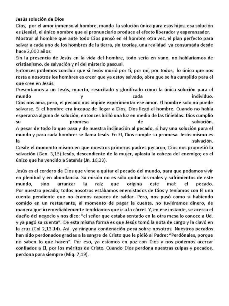 Jesús: La única solución de Dios | PDF | Cristo (título) | Pecado
