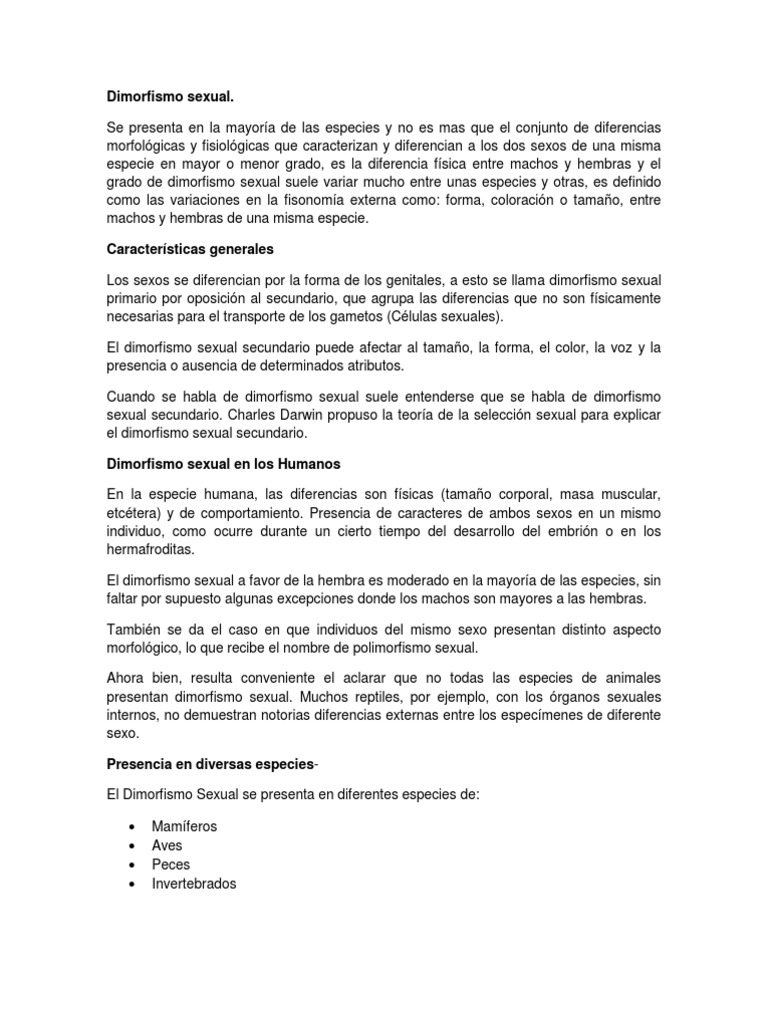 Dimorfismo Sexual