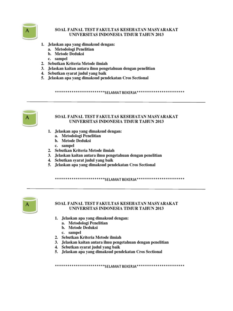Soal Fainal Test Fakultas Kesehatan Masyarakat