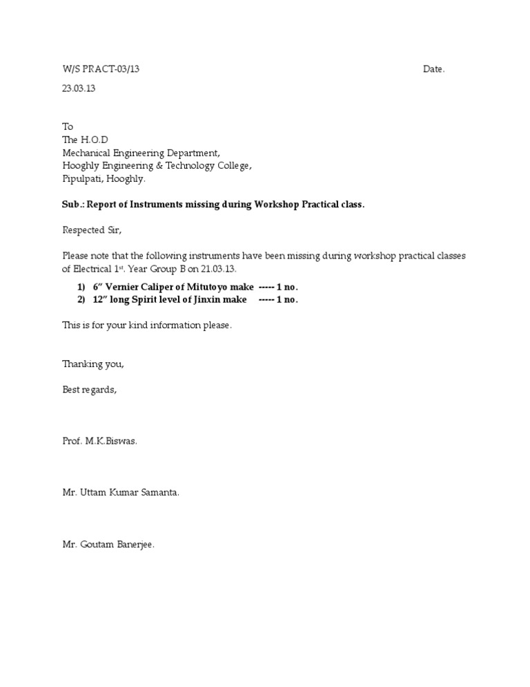 Missing Instruments Report for Workshop | PDF