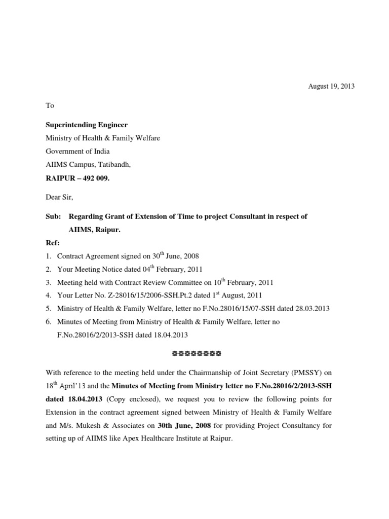 Extension Letter | Project Management | General Contractor