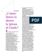 ¿Cuánto Dinero Le Ahorra La Iglesia Católica Al Estado?