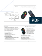 RF Remote Touch RGB Controller Dimensions: User Manual