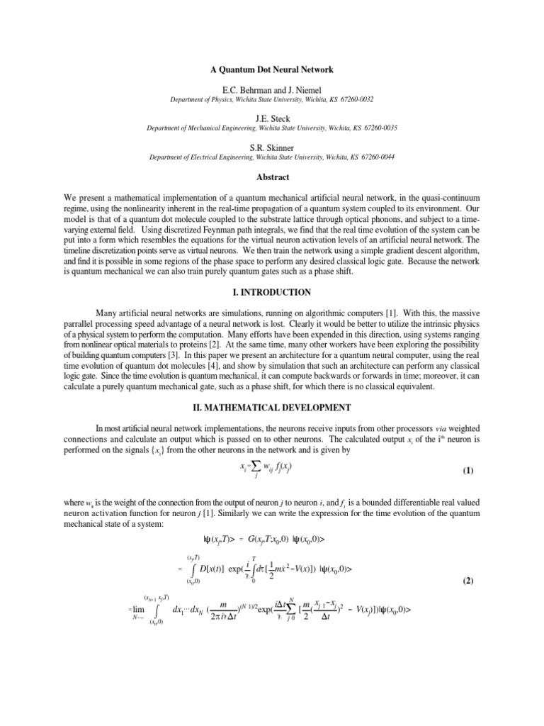 A Quantum Dot Neural Network | PDF | Business