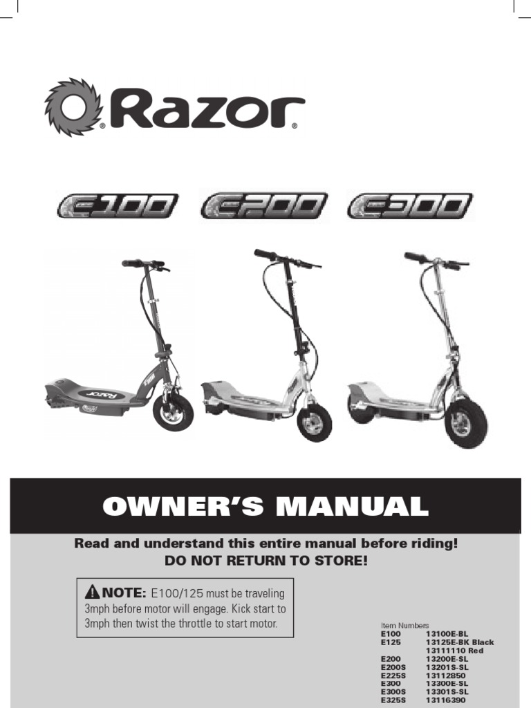 Electric Scooter Manual PDF Battery Charger Tire