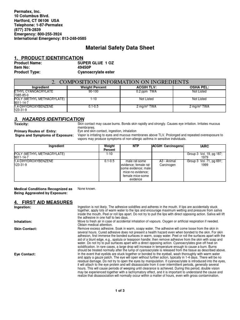 Crazy Glue PDF Dangerous Goods Adhesive