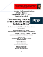 2013 Ronald H. Brown African Affairs Series
"Harnessing the Capacity of the African Diaspora in Building Africa" 
September 16-22, 2013
(DRAFTas of August 21, 2013)
