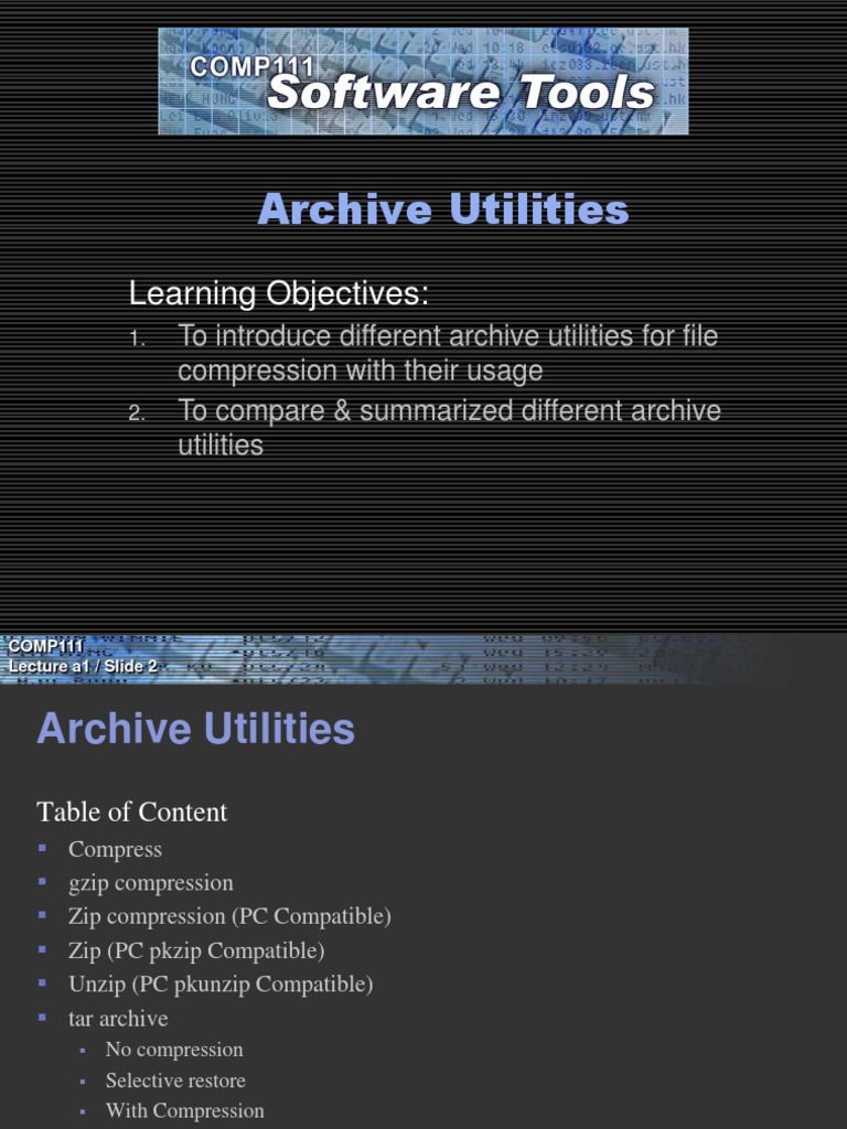 Archive Utilities: Learning Objectives | PDF