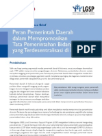 Peran Pemerintah Daerah Dalam Mempromosikan Tata Pemerintahan Bidang Ekonomi Yang Terdesentralisasi Di Indonesia