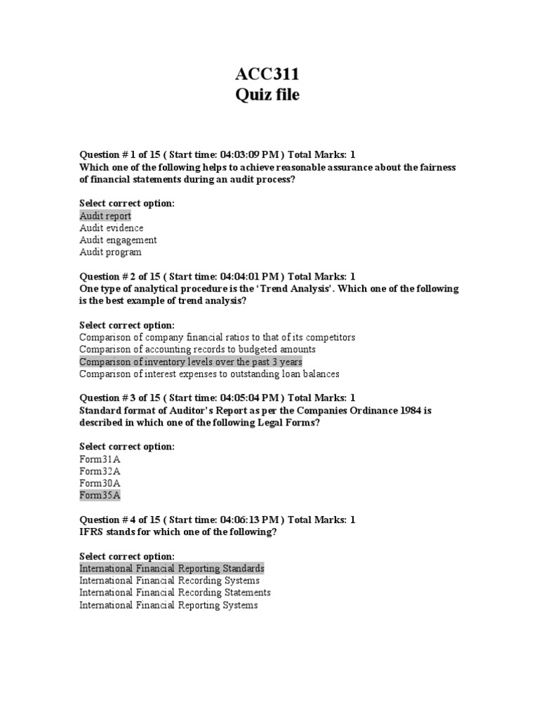 acc311 quiz file | internal audit | audit