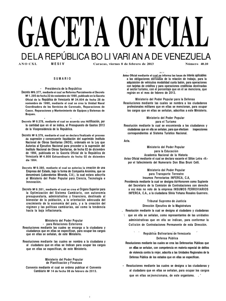 Gaceta Oficial PDF Venezuela Administración Pública
