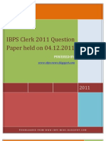 IBPS Clerk 2011 Question Paper Held on 04th Dec, 2011