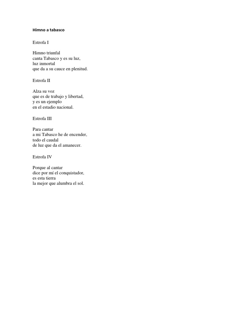 Himno a Tabasco Himnos México