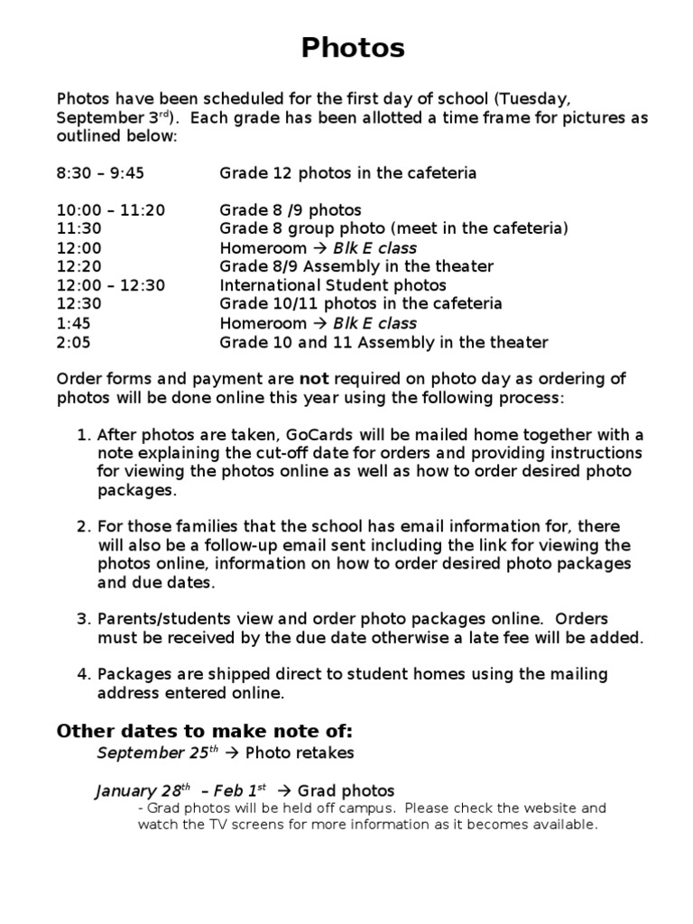 Photos: Other Dates To Make Note of | PDF