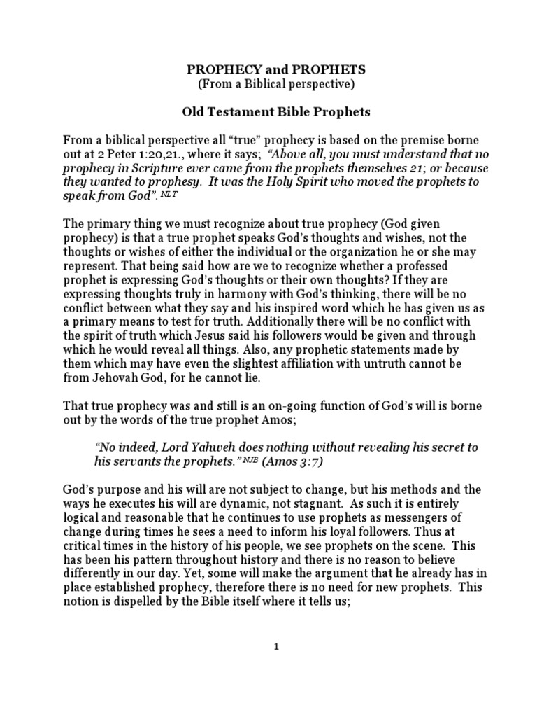 Prophecy And Prophets A Bible Perspective Pdf Prophet Prophecy