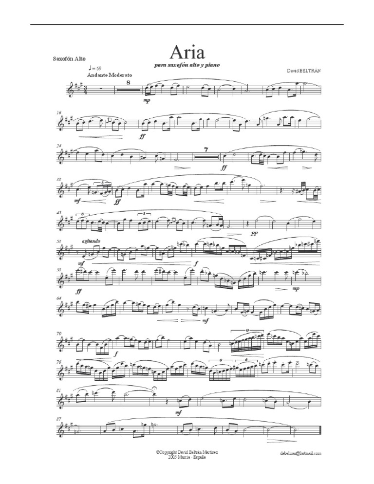Aria For Alto Saxophone PDF