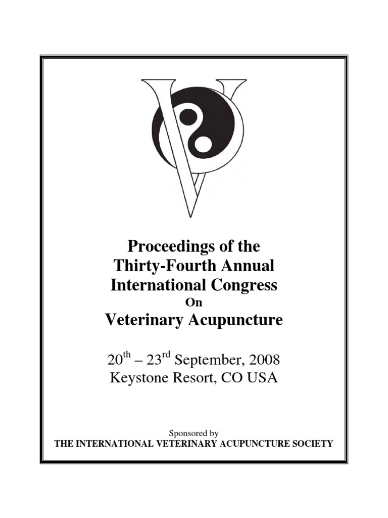 Proceedings 2008 Keystone Veter | Meridian (Chinese Medicine) | Traditional  Chinese Medicine