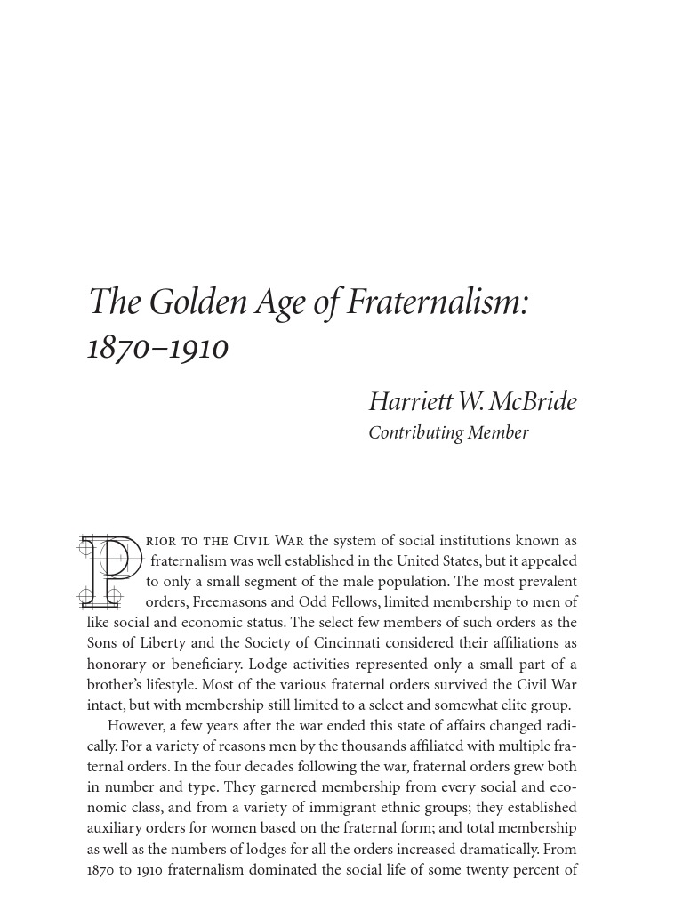 The Rise of Fraternalism: 1870-1910 | PDF