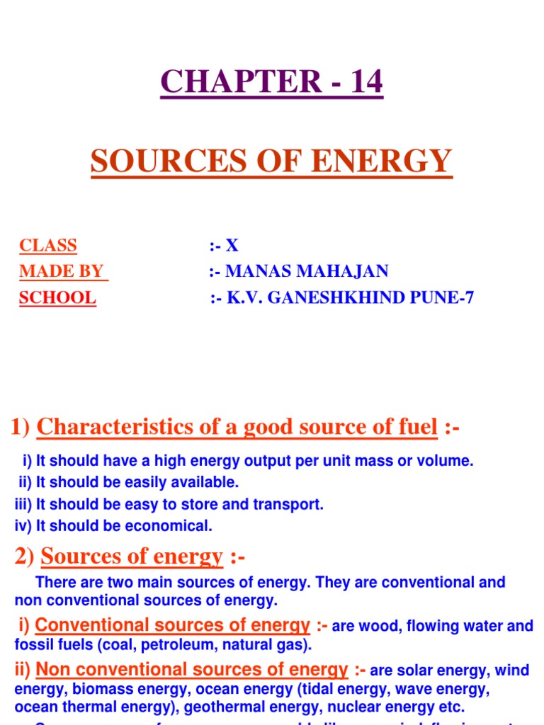 14 Sources of Energy | PDF
