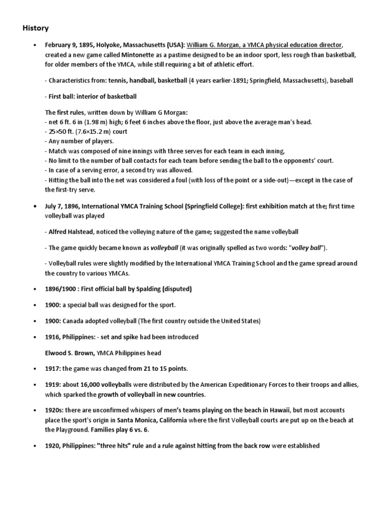 A Comprehensive History of Volleyball From Its Origins in 1895 to Its