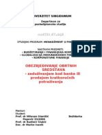 OBEZBJEDJIVANJE OBRTNIH SREDSTAVA - Zaduzivanjem Kod Banke Ili Prodajom Kratkorocnih Potrazivanja