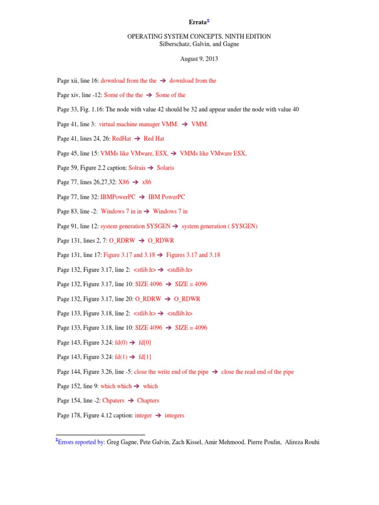 Errata for Operating System Concepts | PDF | Computers | Technology ...