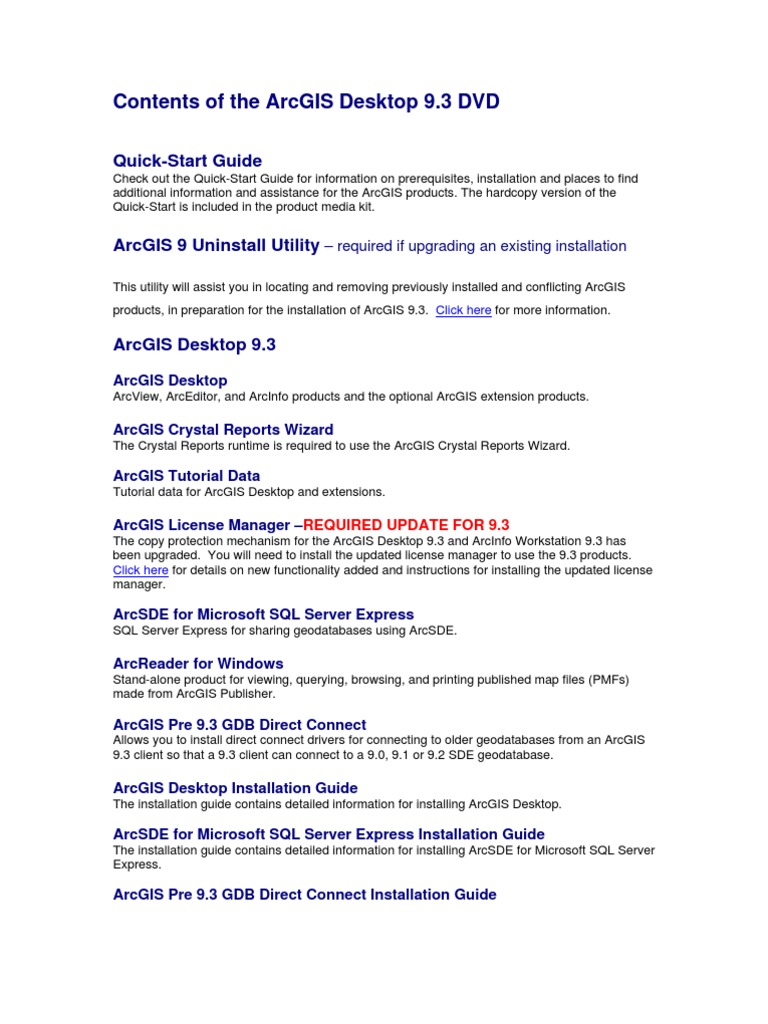 Contents of The Arcgis Desktop 9.3 DVD: Quick-Start Guide | PDF | Arc ...