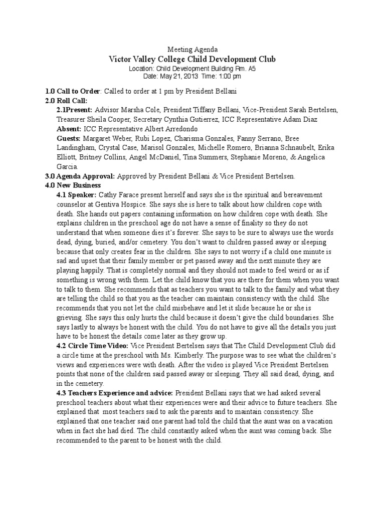 Victor Valley College Child Development Club | PDF