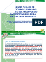 Planificación y Presupuesto |  Audiencia Pública de Rendición de Cuentas del Proceso del Presupuesto Participativo 2009 de la Provincia de Barranca