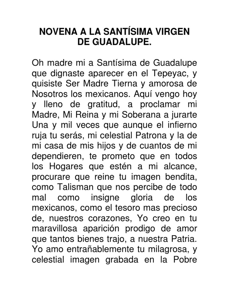 NOVENA A LA SANTÍSIMA VIRGEN DE GUADALUPE Mary, Mother Of Jesus Love