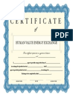 Certificate of Human Value Energy Exchange