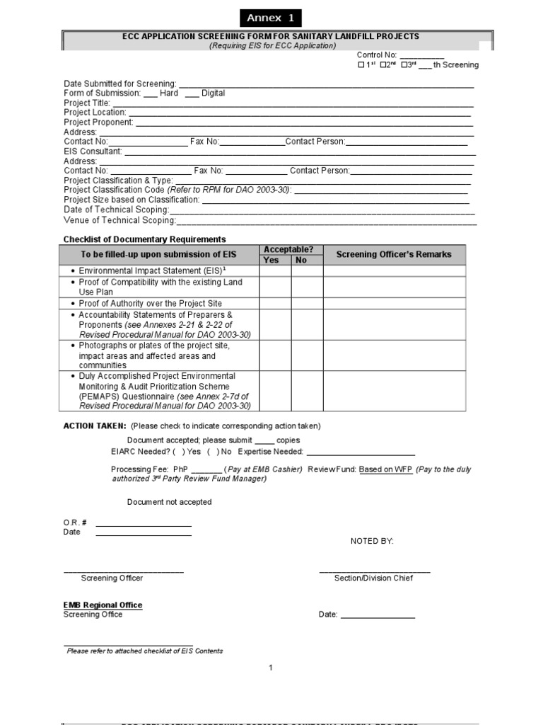 Sanitary Landfill Projects IEE Checklist Format | PDF | Environmental ...