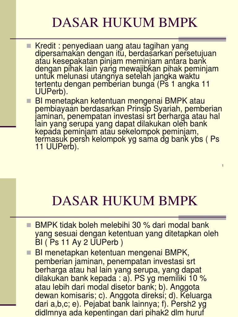 Dasar Hukum Batas Maksimum Pemberian Kredit | PDF
