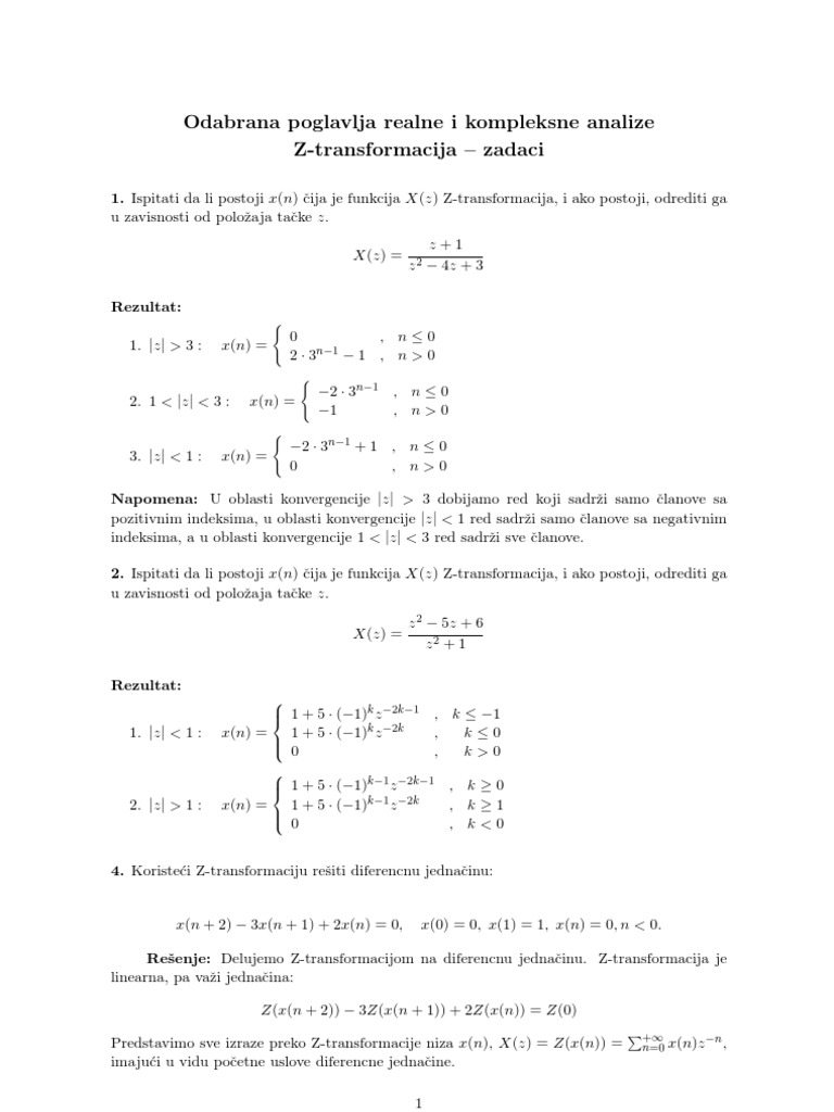 Z Transformacije - Zadaci Za Vezbanje | PDF