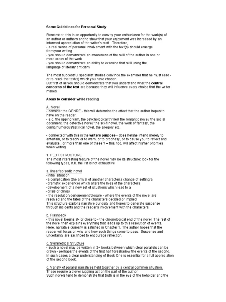 Guidelines for Effective Personal Study | PDF | Narration | Novels
