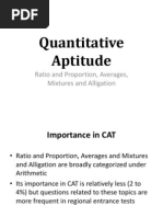 Ratio and Proportion, Averages, Mixtures and Alligation