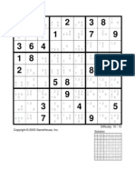 GameHouse Sudoku Puzzles Difficulty 10 Marks Solution