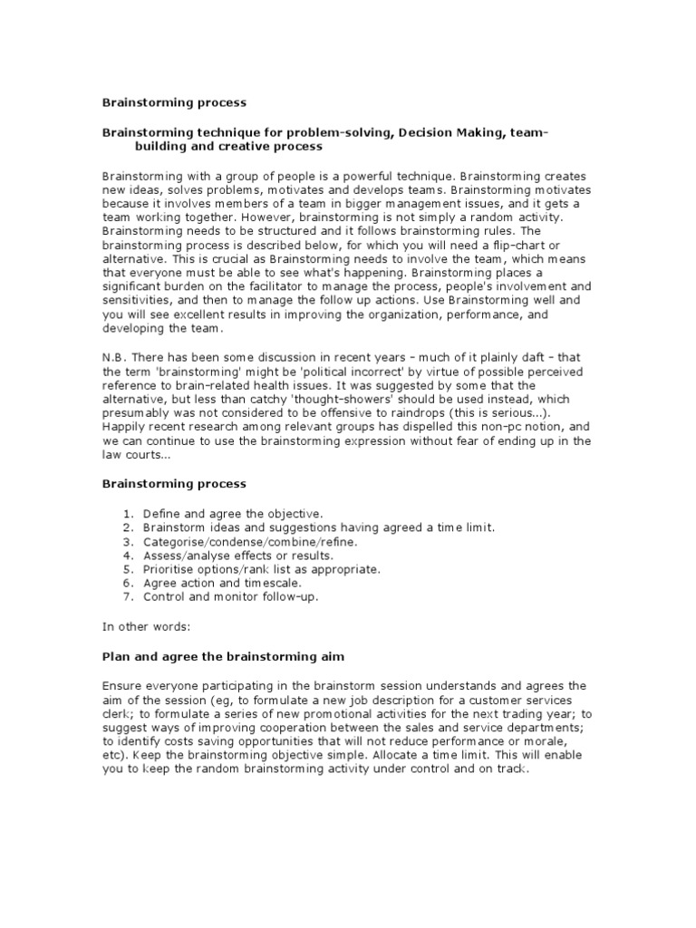 Effective Team Brainstorming | PDF | Career & Growth