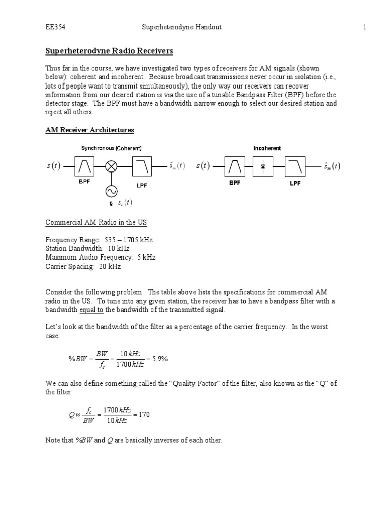 Superheterodyne Radio Receivers AM Receiver Architectures Download