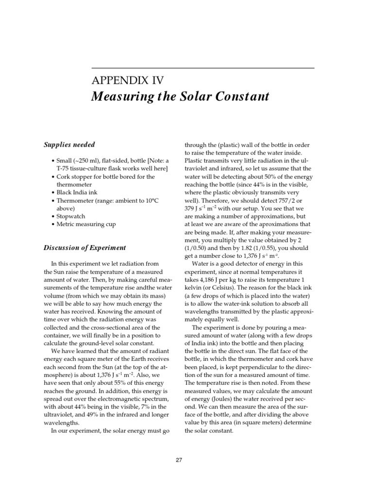 Solar Constant | PDF | Temperature | Sun