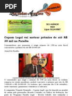 Cupom Legal vai sortear prêmios de até R$ 30 mil