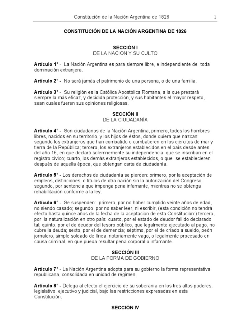 Constitucion de 1826 Votación República