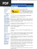 Concursos e Prêmios Literários - 12º Prêmio Literário Livraria Asabeça 2013