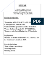 Resume: H.no.6-2-68/34, Amarkhed Layout Near LVD College Road, RAICHUR
