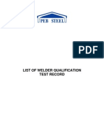 6.1 List of Qualified Welders