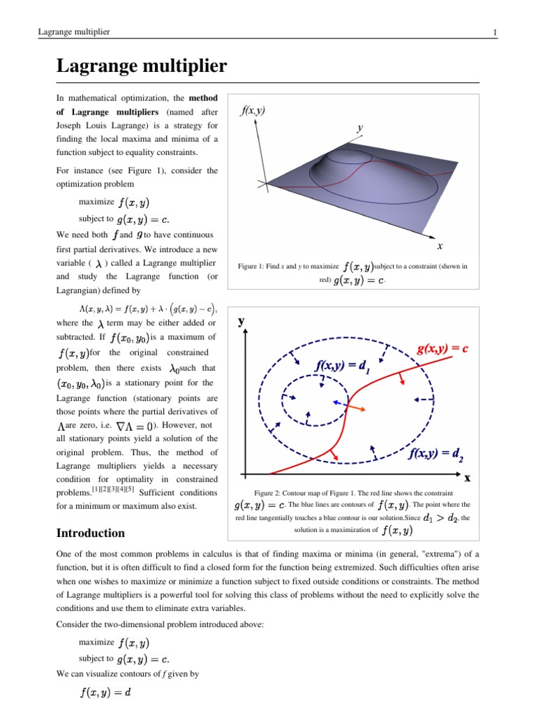 Lagrange Multipliers in Optimization | PDF | Mathematical Optimization ...