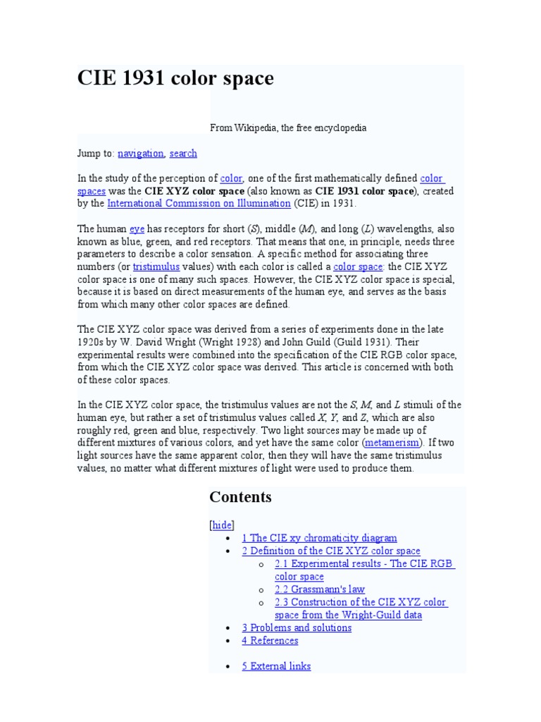 CIE 1931 Color Space | PDF | Color | Light