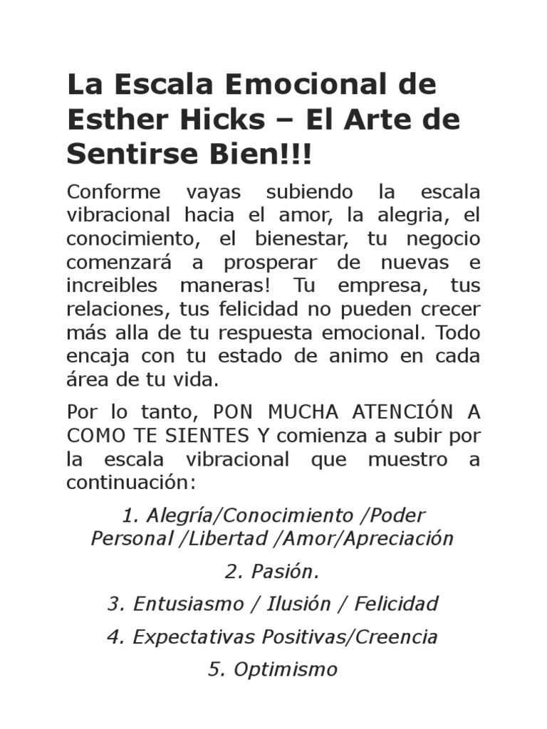 Escala Emocional de Esther Hicks | PDF