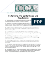 Performing Arts Center Rules and Regulations - Teacher's Edition